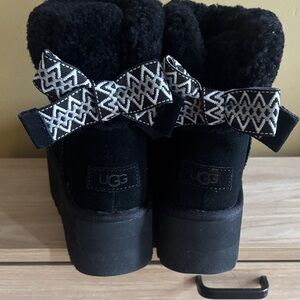 UGG Black Boots with Geometric Bows